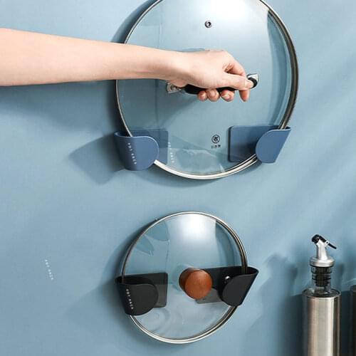 2pcs/Set Pot Lid Holder Wall-Mounted Hanging Holder for Pan Pot Cover Rack Kitchen Organizer Plastic Kitchen Storage Rack