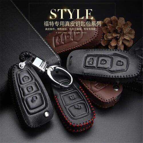 New Arrival Leather For Ford Car Key Cover Case Auto Key Bag Shell Skin Car Accessories For Ford Fiesta Focus Mondeo Car Styling