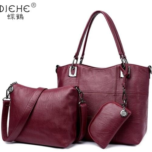 New 3-piece Set Luxury Handbags Women Bag Designer Fashion Pu Leather Brand Crossbody Lady Shoulder Messenger Bags with Wallet