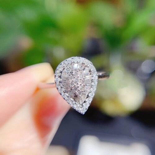 AEAW 0.3carat diamond pear design Engagement 18K White Gold Luxury diamond wedding ring