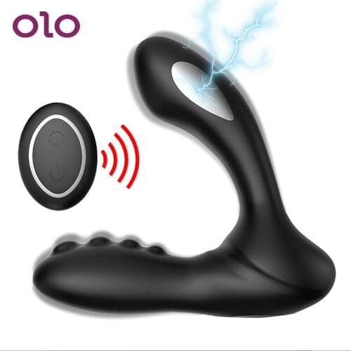 OLO Anal Dildo Vibrator Anal Butt Plug Perineum Stimulator Electric Shock Prostate Massager 8 Speeds Sex Toys for Men Women Gay