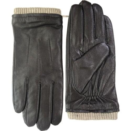 Men‘s High Quality Sheepskin Leather Gloves Driver Winter Outdoor Car Driving Warm Work Household Gloves