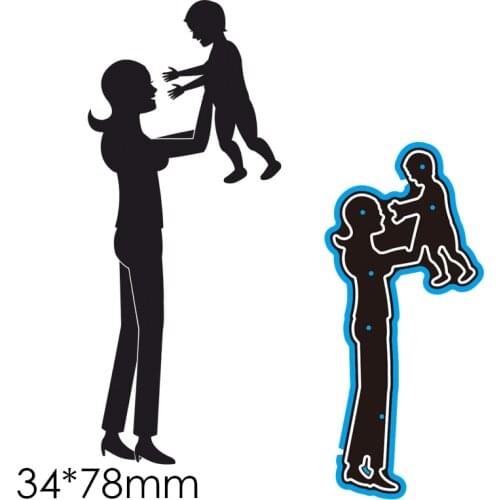 Cutting Dies Mother Holding Baby New Metal DIY Album Paper Craft Embossing Stencil Greeting Card Decoration 34*78mm