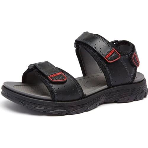 2021 New Mens Summer Light-weight Genuine Leather Sandals Outdoor Slip On Soft Casual Shoes For Man Big Size Sandle