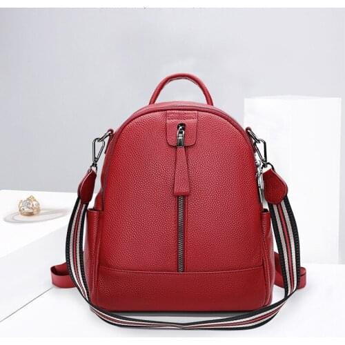Quenya 100% Soft Genuine Leather Fashion Women Backpack Shoulder Bag Casual Travel Bag Girls Schoolbag Notebook Laptop Knapsack