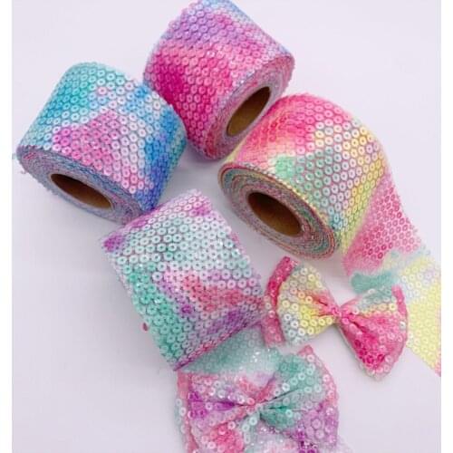 1 Roll Glitter Gradient Color Sequin Tulle Hair Ornament Netting Tulle 6cm by 10 Yard for Wedding Party Decoration