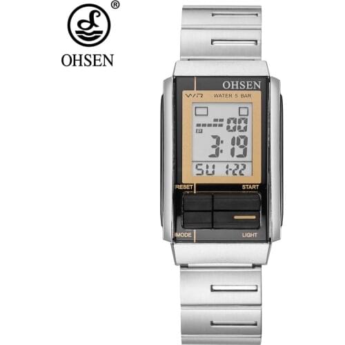 Waterproof Digital Lady Wristwatch Stopwatch Stainless Steel Strap Casual Fashion Women Watch Black LED Clocks relogio feminino