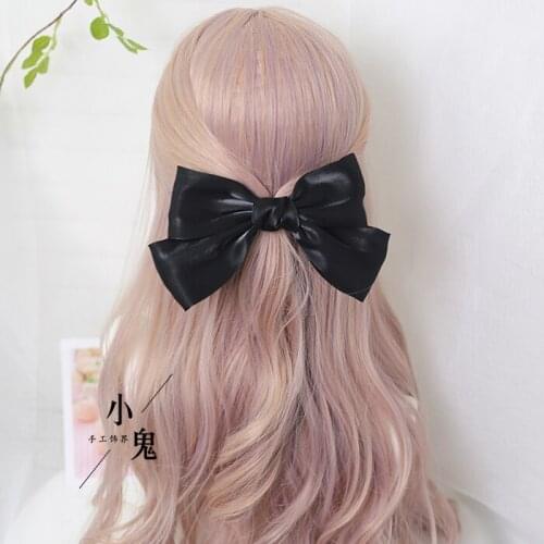 Japanese Sweet Teen Girl Pearly-lustre Bowknot hairpin Double Layer Bright Silk Satin Oversized Bowknot Headdress Women