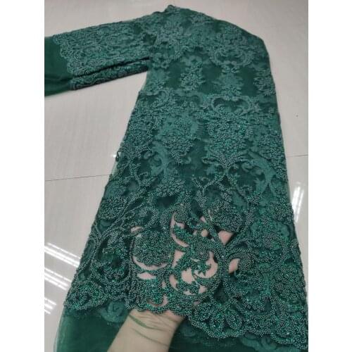 Green African Lace Fabrics 2021 High Quality Lace French Lace Fabric Nigerian Tulle Lace Fabrics For Wedding Dress 5yards