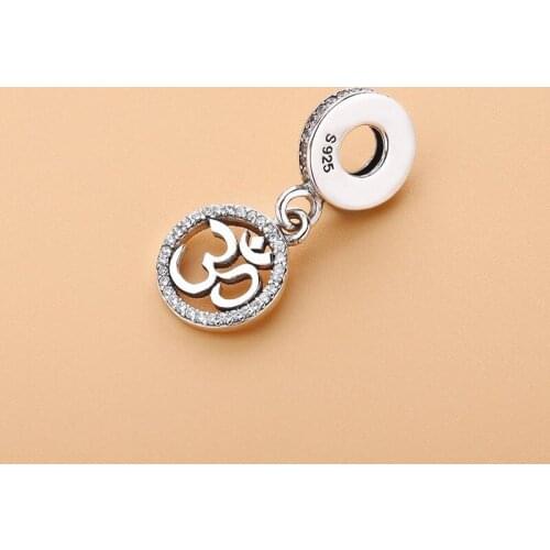 Authentic 925 Sterling Silver Charm New Om Symbol Swing Charm String Decoration Fit Pandora Women Bracelet&necklace Diy Jewelry