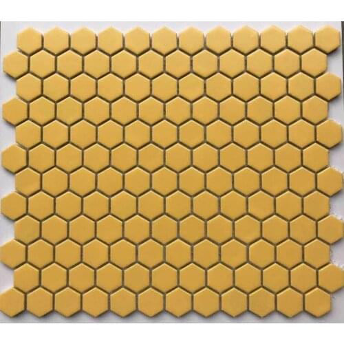 Gold yellow cute hexagonal ceramic mosaic tile wallpaper for kitchen backsplash bathroom room deco