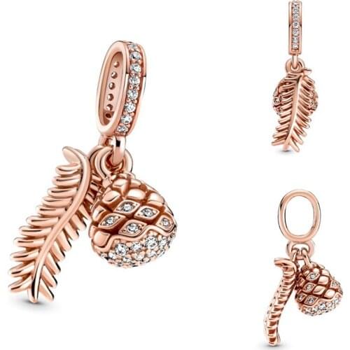 100% 925 Silver New Sparkle Pinecone Pendant Suitable For The Original Pandora Bracelet Necklace Womens Diy Charm Jewelry