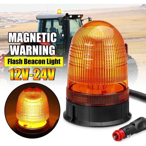 12V 24V Magnetic LED Rotating Flash Strobe Light 80LEDs Emergency Warning Beacon Signal Lighting Amber Indicator Lamps