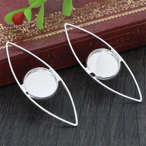 20pcs 12mm Inner Size Bronze Silver Plated Brass Material Simple Style Cabochon Base Cameo Setting Charms Pendant Tray