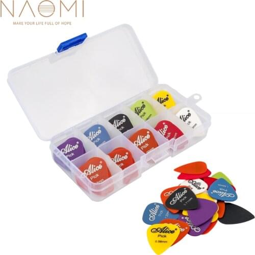 NAOMI Guitar Picks 24pcs Acoustic Electric Guitar Picks Plectrums + Pick Case Assorted Random Thickness Guitar Parts Accessories