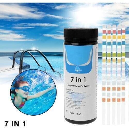 50pcs 7 In1 Aquarium Fish Tank Water Tropical Test Strips Kit Nitrite Nitrate PH Test Strips KH GH NO2 NO3 Bromine Chlorine Test
