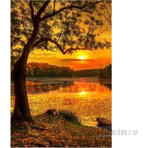 Kexinzu Full 5D DIY Square/Round Drill Diamond Painting "Tree Scenery" 3d Diamond Embroidery Cross Stitch Decor Gift D16
