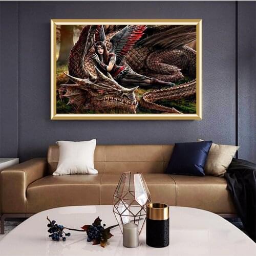 5D DIY full square/round diamond painting dragon beauty diamond embroidery rhinestone kit mosaic home decoration gift picture