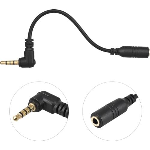 Andoer EY-S04 3.5mm 3 Pole TRS Female to 4 Pole TRRS Male 90 Degree Right Angled Microphone Adapter Cable Audio Stereo Mic