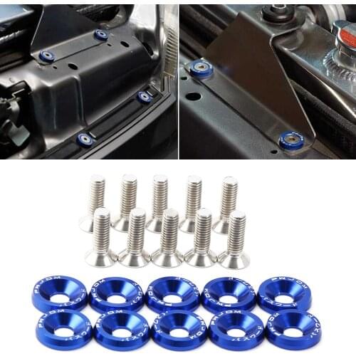 Aluminum PWJDM Fender Washers Bolt Fender Washer License Plate Bolts M6x20 10Pieces/pack