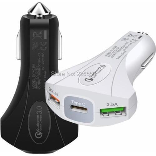 30pcs Car Charger Quick Charge QC3.0 Fast Charging Adapter type c Dual USB Car Charger for i phone 11