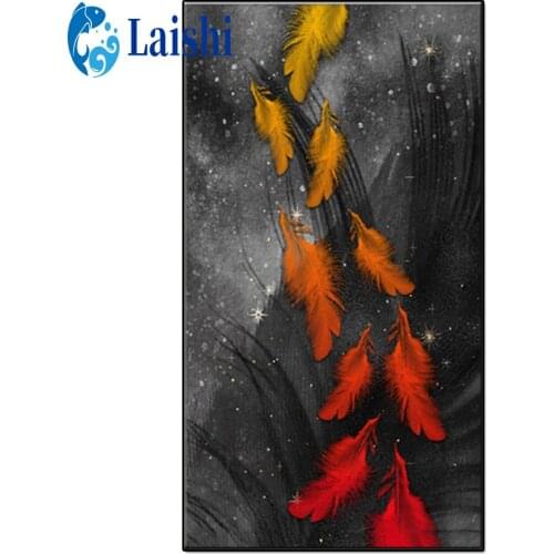 Large-size decorative painting, gradient feathers diamond painting embroidery mosaic home decoration handmade new year gift