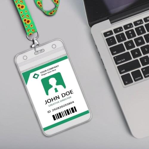 ID Badge Holder Transparent Card Holder Accessories Holder Credit Card Bus Card Case Stationery School Supplies With Lanyard