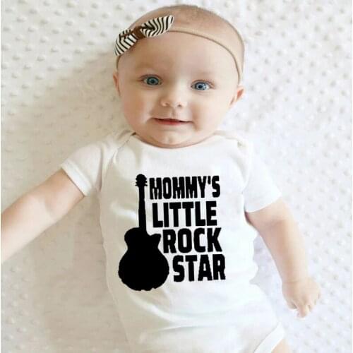 Mommys Little Rock Star Baby Summer Newborn Bodysuit Boys Clothing Casual Baby Girls Clothes Short Sleeve Soft Toddler Romper
