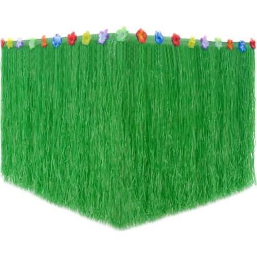 Hawaiian Table Skirt DIY Plastic Luau Flower Grass Skirt Beach Wedding/Party Garden Decoration Hibiscus Tablecloth