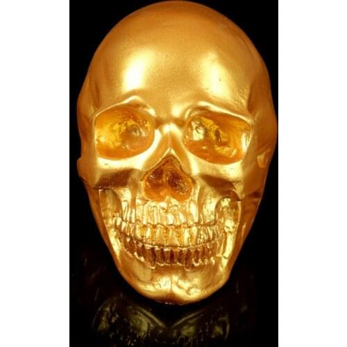 HeyMamba Gold Artificial skull Head Sculpture Halloween Decoration Human Skull Art Gifts