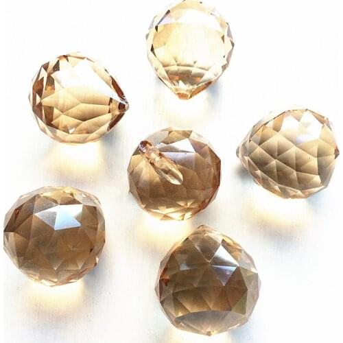 30pcs/lot champagne crystal faceted balls for chandelier parts,crystal prism lighting pendants suncatcher balls decoration