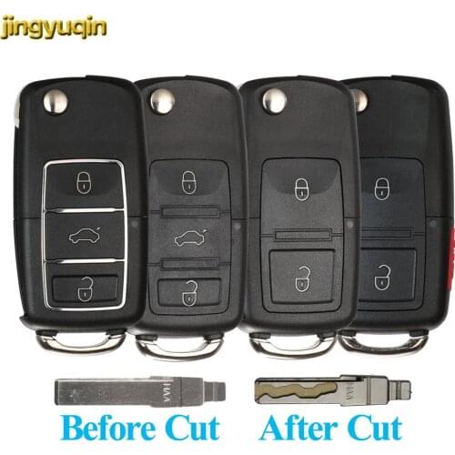 Jingyuqin Cut Blade Service 3 Buttons Flip Fob Remote Folding Car Key Case Shell Cover Fob for VW Tiguan Golf Sagitar