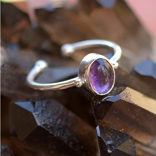 Stone Boxes Amethyst Stone Silver Ring