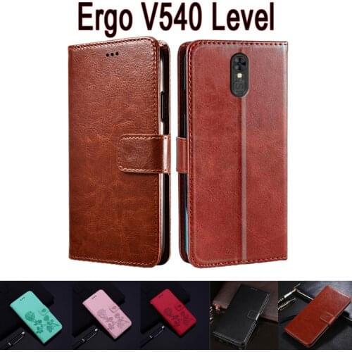 Classic Business Leather Cover For Ergo V540 Level Case Flip Wallet Stand Book On V540 Level Case Magnetic Card Phone Etui