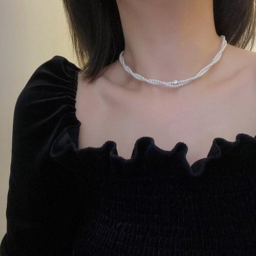 Korean Fashion Elegant Bead Pearl Choker Necklace for Women Girls trendy Cute Small Pearl Choker Collar Vintage collier Jewelry