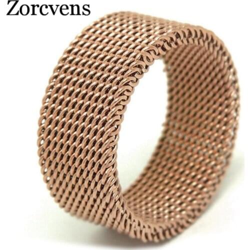 Modyle Rose Gold Color Circle Woven Mesh Rings For Women Men Jewelry High Quality Stainless Steel Wedding Rings For Friends