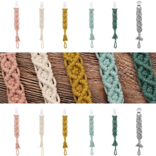 Colorful Baby Pacifier Clip Knitted Pacifier Chain Dummy Clip Nipple Holder Kids Pacifier Clips Teether Anti-drop Rope
