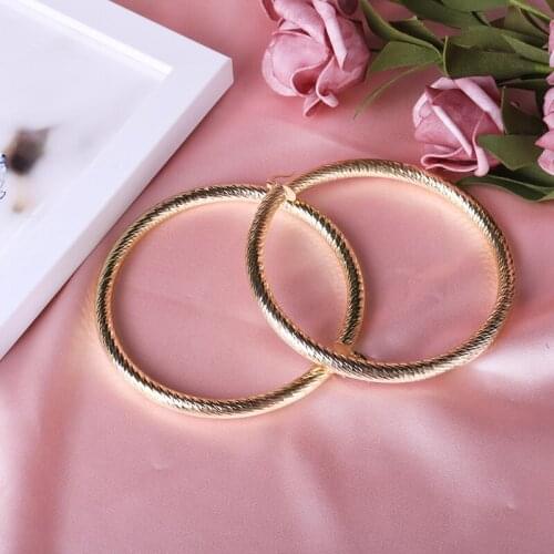 Exaggerated Personality Of Large Metal Earrings Fashion Geometric Round Stainless Steel Hollow Ear Ring Jewelry