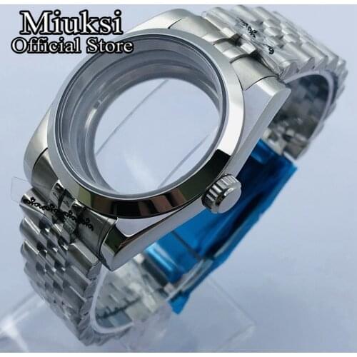 Miuksi 36mm/40mm sapphire glass silver case jubilee bracelet fit NH35 NH36 ETA2836 Miyota 8205 8215 821A DG2813 3804 movement