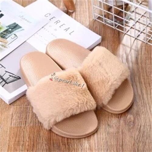 Fashion fur sandals ladies furry slippers women flats casual jelly shoes fur slides with purse set