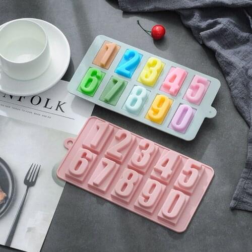 0-9 Numbers Silicone Mold Fondant Cake Decoration Tool Decor Ice Cubes Tray Soap Bakeware Chocolate Baking Mould Kitchen Tools