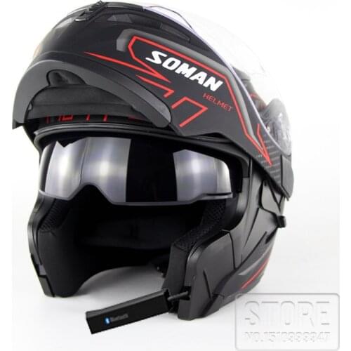 NEW Motorcycle Flip up Bluetooth Helmet Motorbike BT Casco Moto Double Visors Casque Motor bike Capacete DOT ECE SOMAN 955