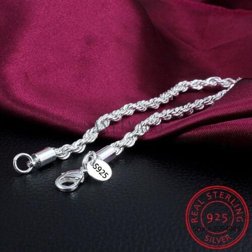 Top Quality Wholesale And Retail 925 Sterling Silver Bracelet Chain Twisted Rope Bracelet Geometric Silver Snake Fine Bracelet