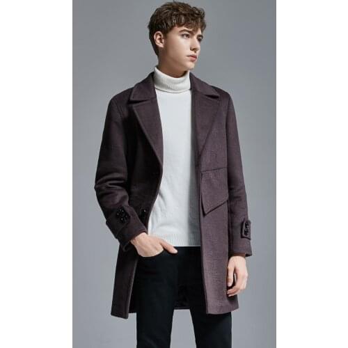 Single-breasted Double-sided Wool Coat Mens 2020 Autumn and Winter Suit Collar High Quality Woolen Coat Plus SIze Thick Outwear