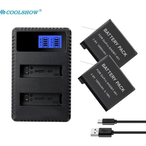 AHDBT-401 Battery for GoPro Hero 4 Go Pro Hero4 401 Camera Bateria Charger AHDBT401 1600mah