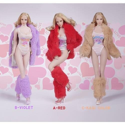 3 Colors 1/6 Scale FG053 Sexy High Waist Fur Coat Clothes Set for 12inch Female Action Body Toys
