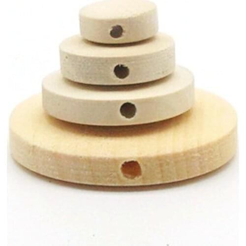 Straight hole Nature Wood Chip Charms Unfinished Geometric Round Wooden Beads For necklace Jewelry Making DIY Decorative Pendant