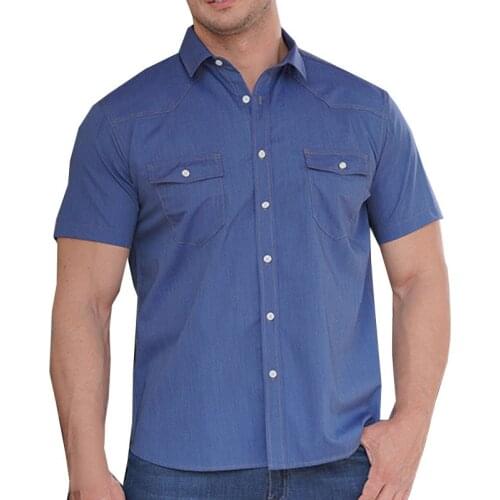 Summer Men Denim Shirt 5XL 6XL 7XL 8XL 9XL Bust 159cm Mens Plus size Soft Shirts