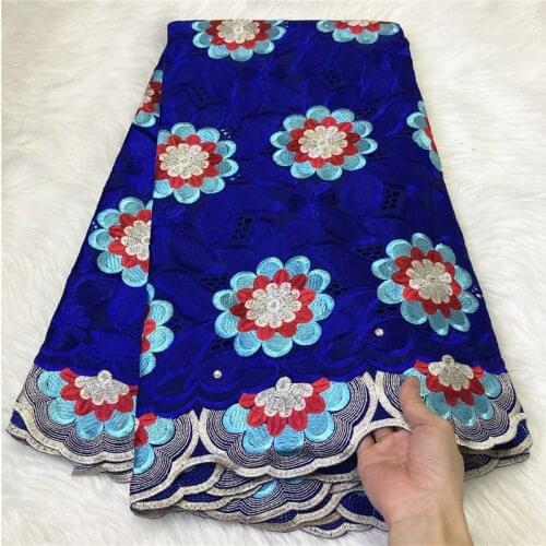 5 yard Swiss lace fabric latest heavy beaded embroidery African 100% cotton fabrics Swiss voile lace popular Dubai style
