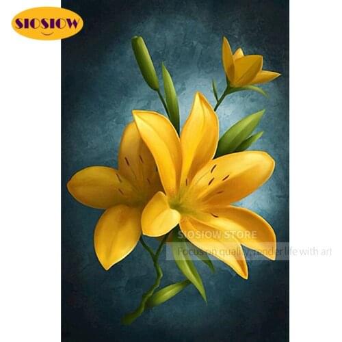 SIOSIOW 5d Diamond Painting Lily Flower Full Square Diamond Mosaic Beautiful Flowers Embroidery Chinese Cross Stitch Rhinestones